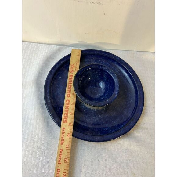 NC Appalachian Pottery dip chip platter one piece blue 10.5" diameter - Picture 4 of 6